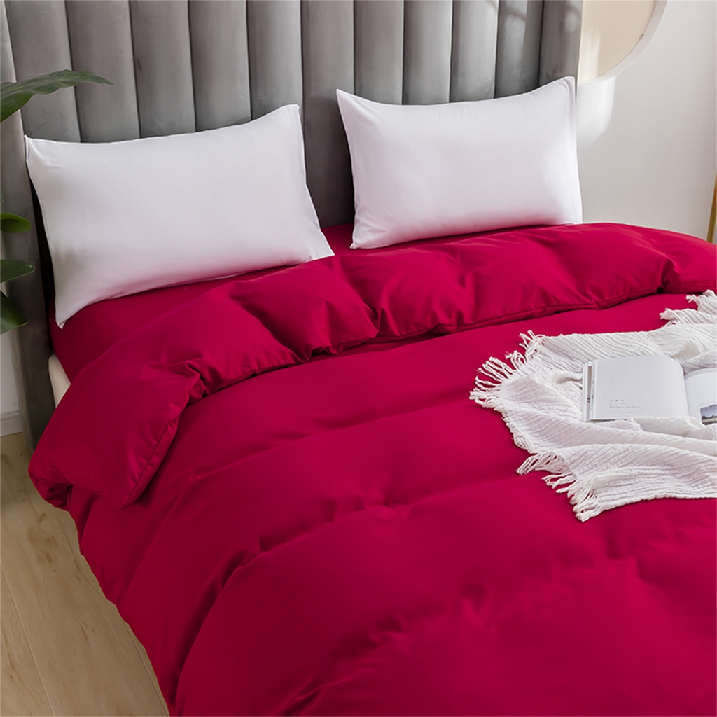 91家纺网 家纺一手货源 找家纺 2025款跨境外贸纯色磨毛单被套单品床上用品 外贸专供可定制 酒红