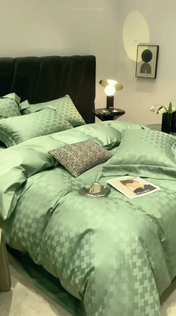 91家纺网 家纺一手货源 找家纺 恒尚居 2024新款100支长绒棉提花四件套 011月石浪漫