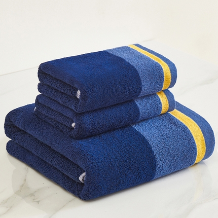 91家纺网 家纺一手货源 找家纺 2025新款君雅刺绣全棉毛巾浴巾套巾蓝