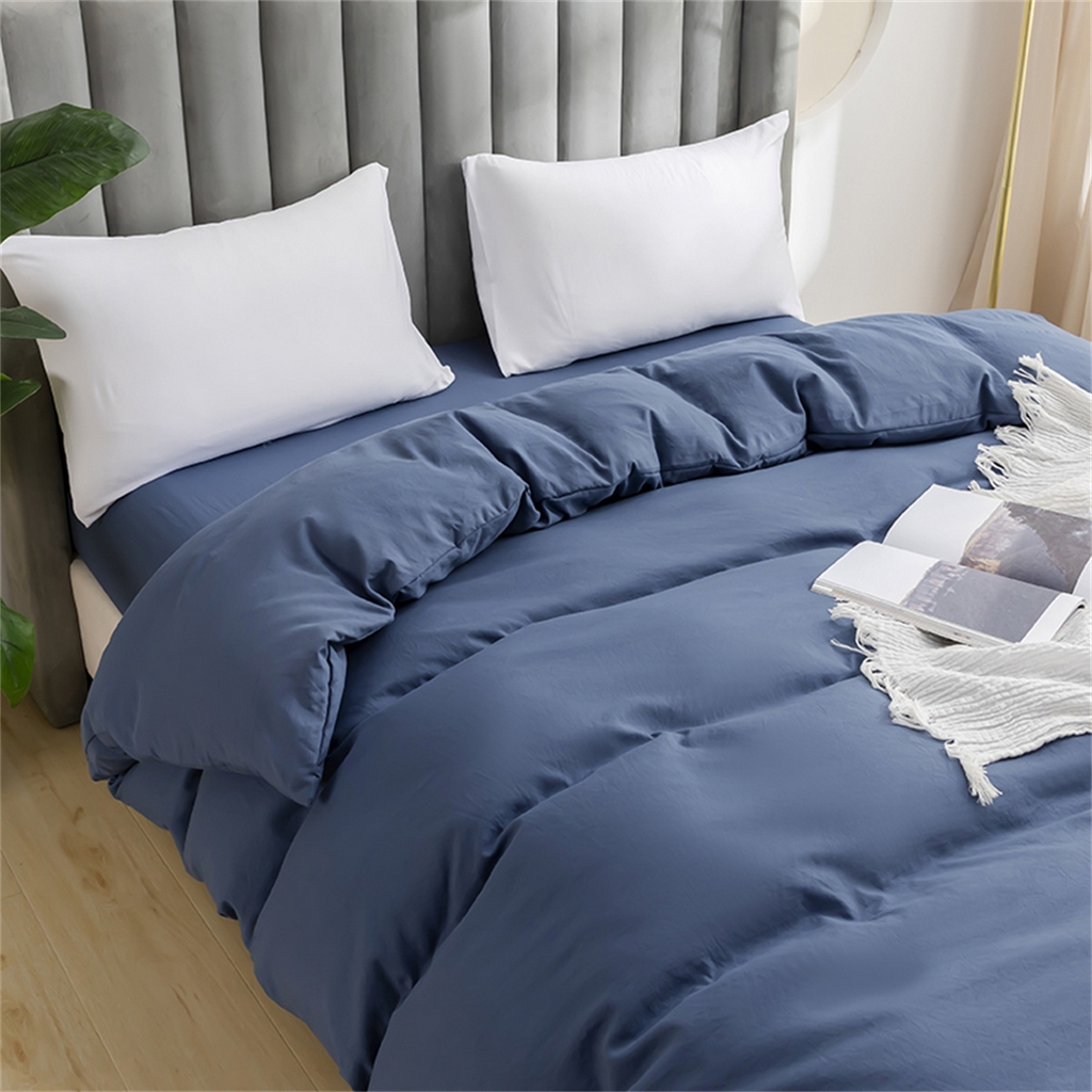 91家纺网 家纺一手货源 找家纺 2025款跨境外贸纯色磨毛单被套单品床上用品 外贸专供可定制 雾蓝