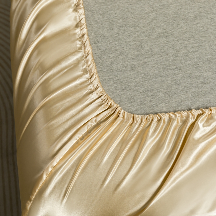 91家纺网 家纺一手货源 找家纺 2025款仿真丝色丁床笠单件 跨境外贸纯色床笠爆款单件床上用品可定制 香槟