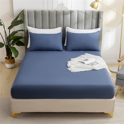 2025款跨境外贸纯色磨毛床笠套装三件套床上用品 外贸专供可定制 雾蓝