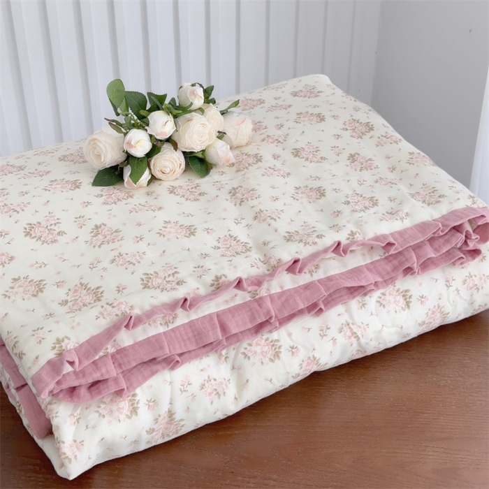 91家纺网 家纺一手货源 找家纺 （总）2025新款全棉A类双层纱小清新夏被