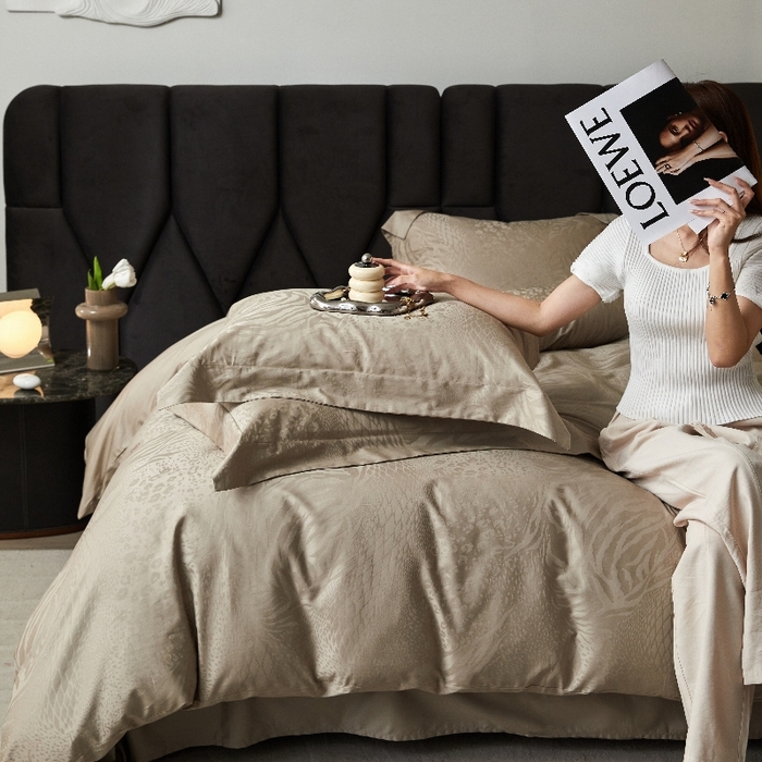 91家纺网 家纺一手货源 找家纺 恒尚居 2024新款100支长绒棉提花四件套 浮光