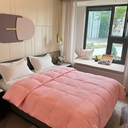 91家纺网 家纺一手货源 找家纺 御眠纺 全棉大提花立体双层羽绒被壳自充绒被壳厂家直销 双层大提花玉色