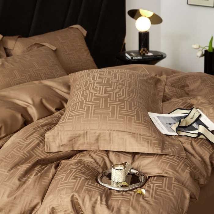 91家纺网 家纺一手货源 找家纺 恒尚居 2024新款100支长绒棉提花四件套 041蔚然