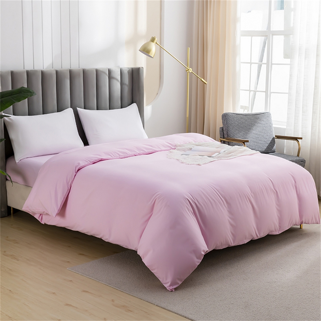 91家纺网 家纺一手货源 找家纺 2025款跨境外贸纯色磨毛单被套单品床上用品 外贸专供可定制 浅粉