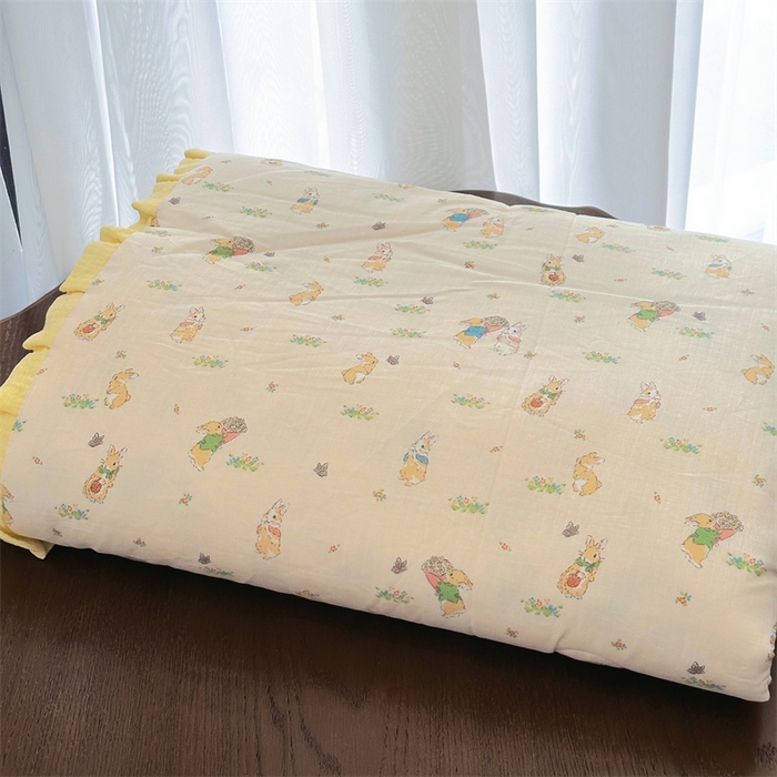 91家纺网 家纺一手货源 找家纺 （总）2025新款全棉A类双层纱小清新夏被