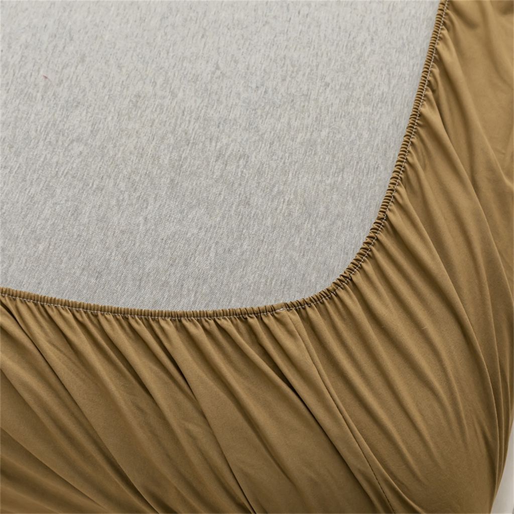 91家纺网 家纺一手货源 找家纺 2025款跨境外贸纯色磨毛单床笠单品床上用品 外贸专供可定制 卡其