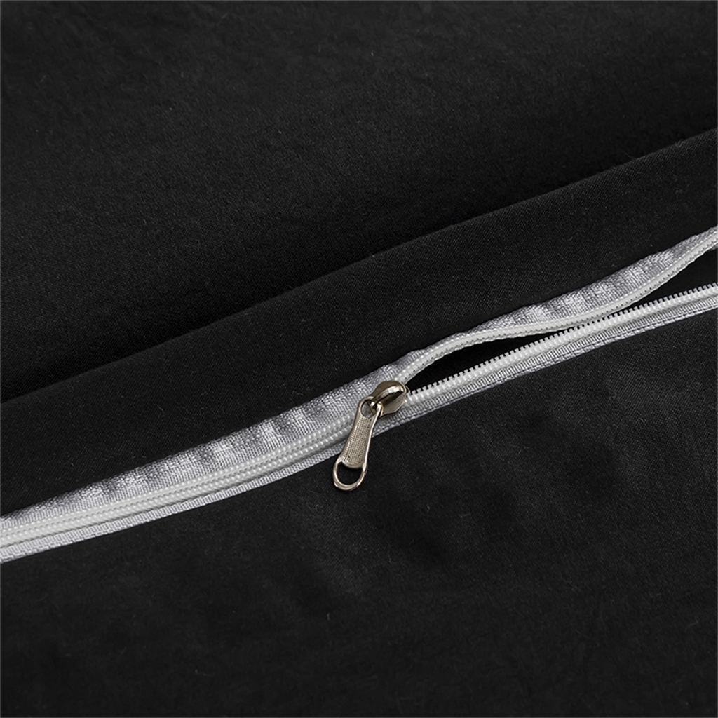 91家纺网 家纺一手货源 找家纺 2025款跨境外贸纯色磨毛枕套被套套件三件套床上用品外贸专供可定制 黑色