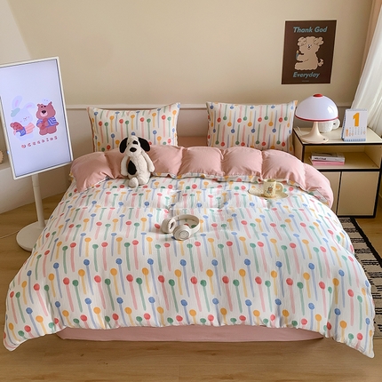 91家纺网 家纺一手货源 找家纺 （总）2024新款全棉母婴双层皱皱纱ins韩系博主款双层皱皱纱布四件套拍图二