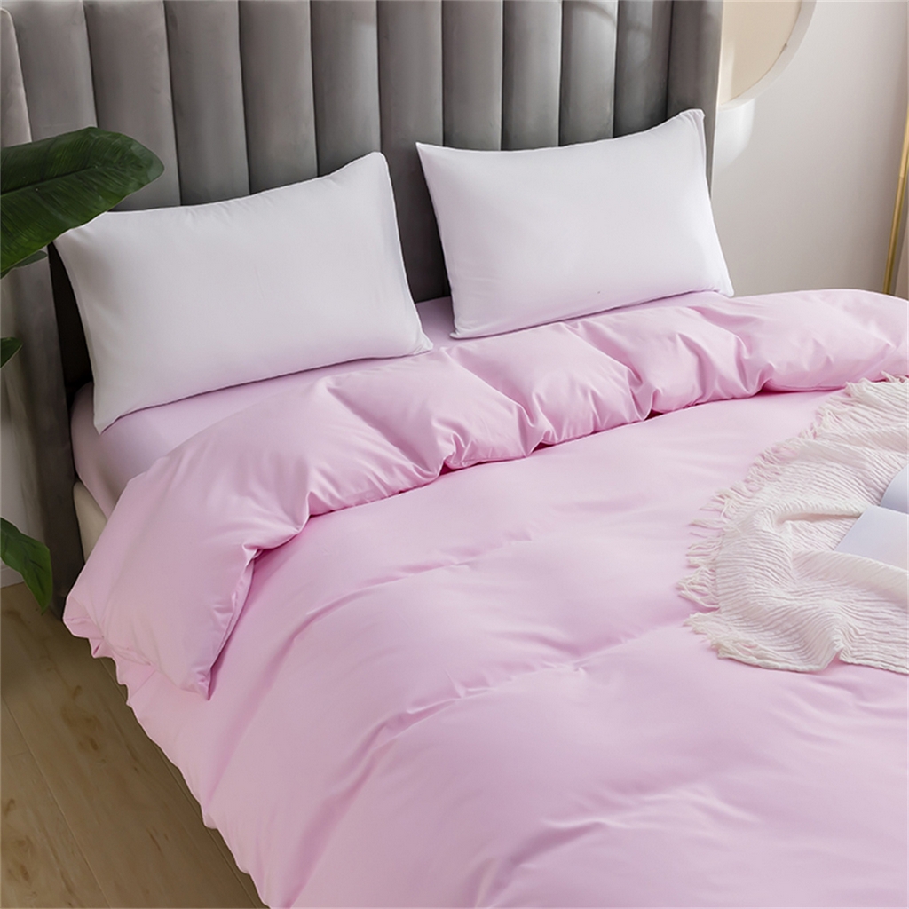 91家纺网 家纺一手货源 找家纺 2025款跨境外贸纯色磨毛单被套单品床上用品 外贸专供可定制 浅粉