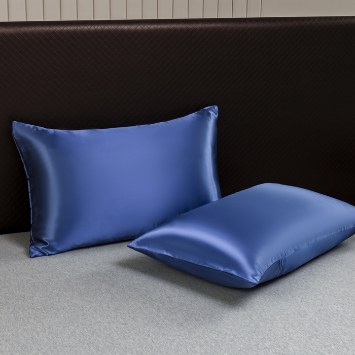 91家纺网 家纺一手货源 找家纺 2025款仿真丝色丁床笠+枕套套装三件套床上用品跨境外贸纯色床笠爆款可定制 宝蓝