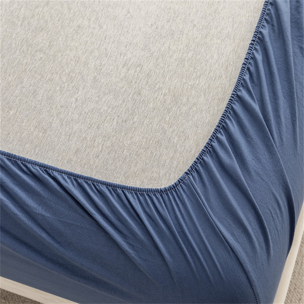 91家纺网 家纺一手货源 找家纺 2025款跨境外贸纯色磨毛床单床笠套装 三、四件套床上用品 外贸专供可定制 雾蓝