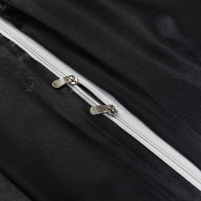 91家纺网 家纺一手货源 找家纺 2025款仿真丝色丁被套+枕套套装 床上用品三件套跨境外贸纯色水洗真丝爆款可定制 黑色