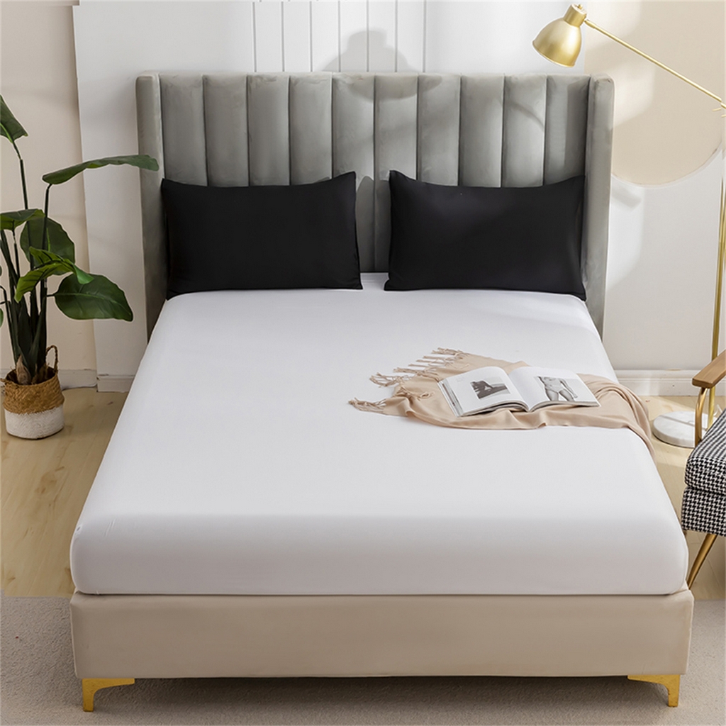 91家纺网 家纺一手货源 找家纺 2025款跨境外贸纯色磨毛单床笠单品床上用品 外贸专供可定制 白色