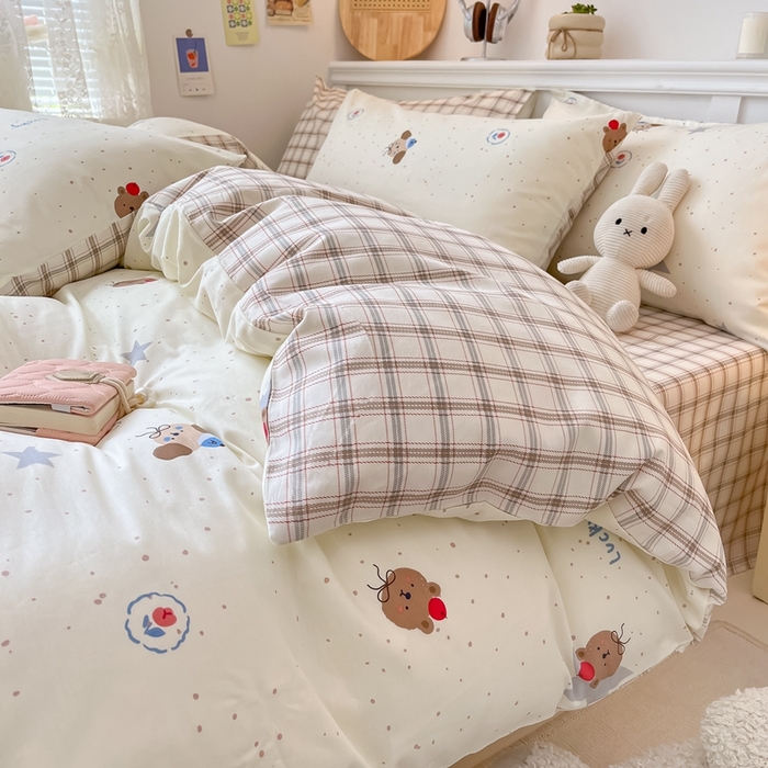 91家纺网 家纺一手货源 找家纺 曼之夏 2024新款全棉印花四件套 熊仔星球