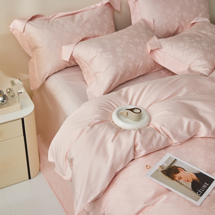 91家纺网 家纺一手货源 找家纺 恒尚居 2024新款100支长绒棉提花四件套 016恬静花开