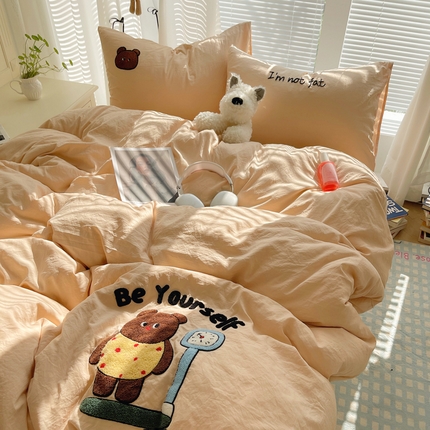 91家纺网 家纺一手货源 找家纺 （总）2024新款ins可爱风云朵棉韩系卡通精密毛巾绣四件套拍图二