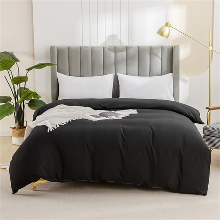 2025款跨境外贸纯色磨毛单被套单品床上用品 外贸专供可定制 黑色