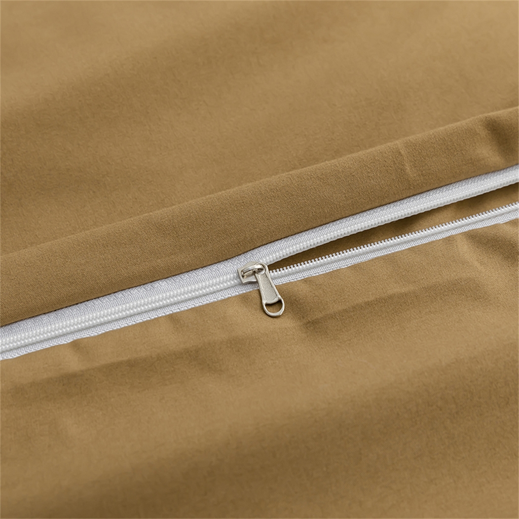 91家纺网 家纺一手货源 找家纺 2025款跨境外贸纯色磨毛枕套被套套件三件套床上用品外贸专供可定制 卡其