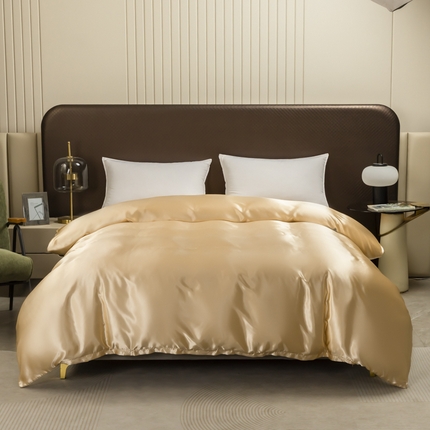 2025款仿真丝色丁被套单件跨境外贸纯色单品被套爆款单件床上用品可定制 香槟