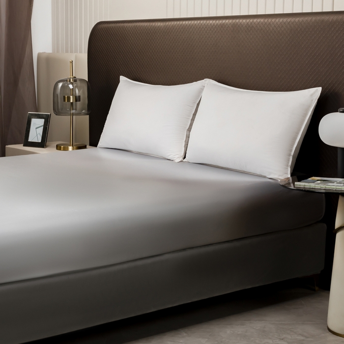 91家纺网 家纺一手货源 找家纺 2025款仿真丝色丁床笠单件 跨境外贸纯色床笠爆款单件床上用品可定制 银灰