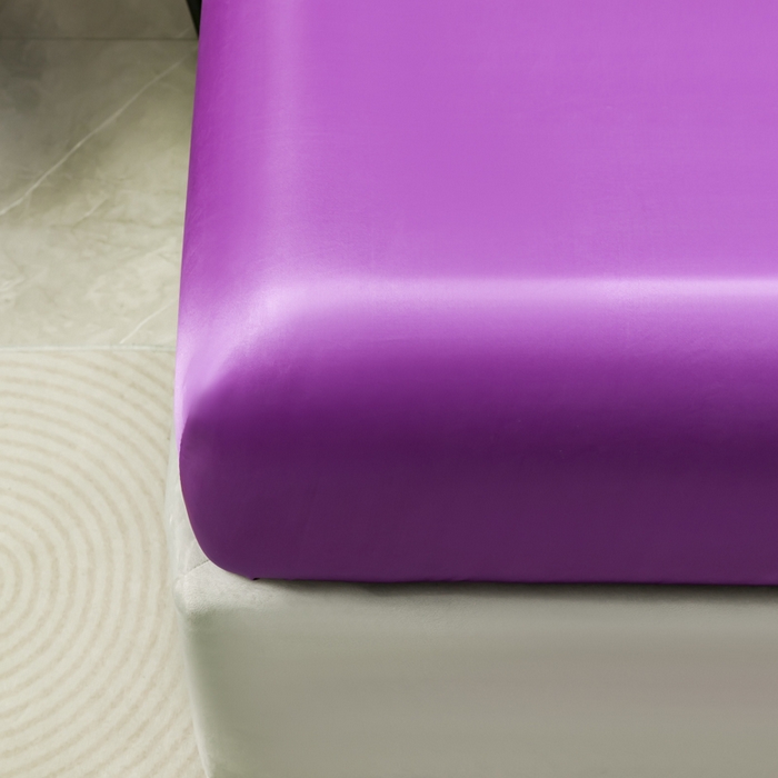 91家纺网 家纺一手货源 找家纺 2025款仿真丝色丁床笠单件 跨境外贸纯色床笠爆款单件床上用品可定制 紫色