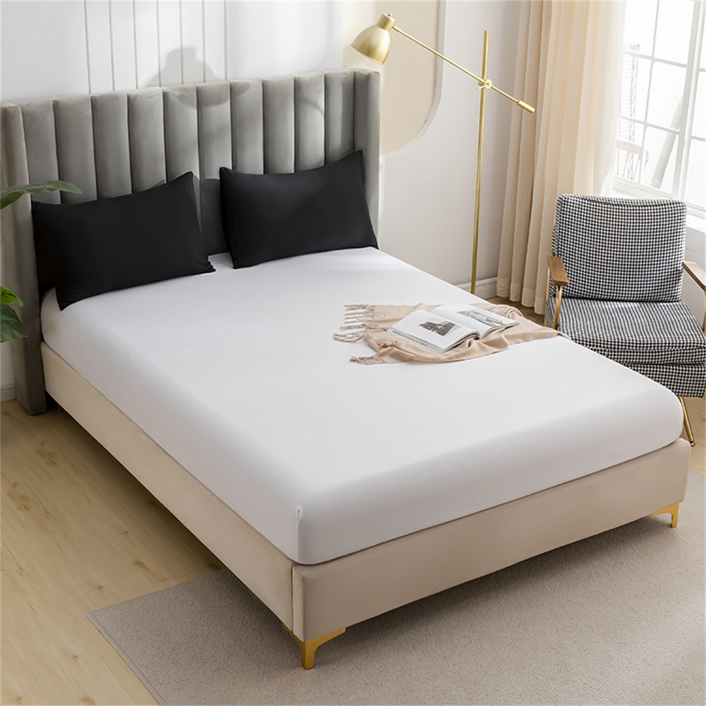 91家纺网 家纺一手货源 找家纺 2025款跨境外贸纯色磨毛单床笠单品床上用品 外贸专供可定制 白色