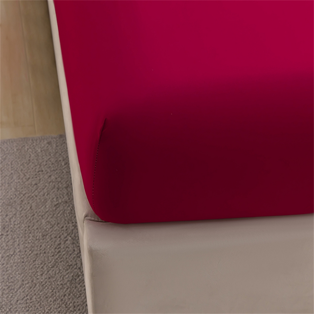 91家纺网 家纺一手货源 找家纺 2025款跨境外贸纯色磨毛床单床笠套装 三、四件套床上用品 外贸专供可定制 酒红