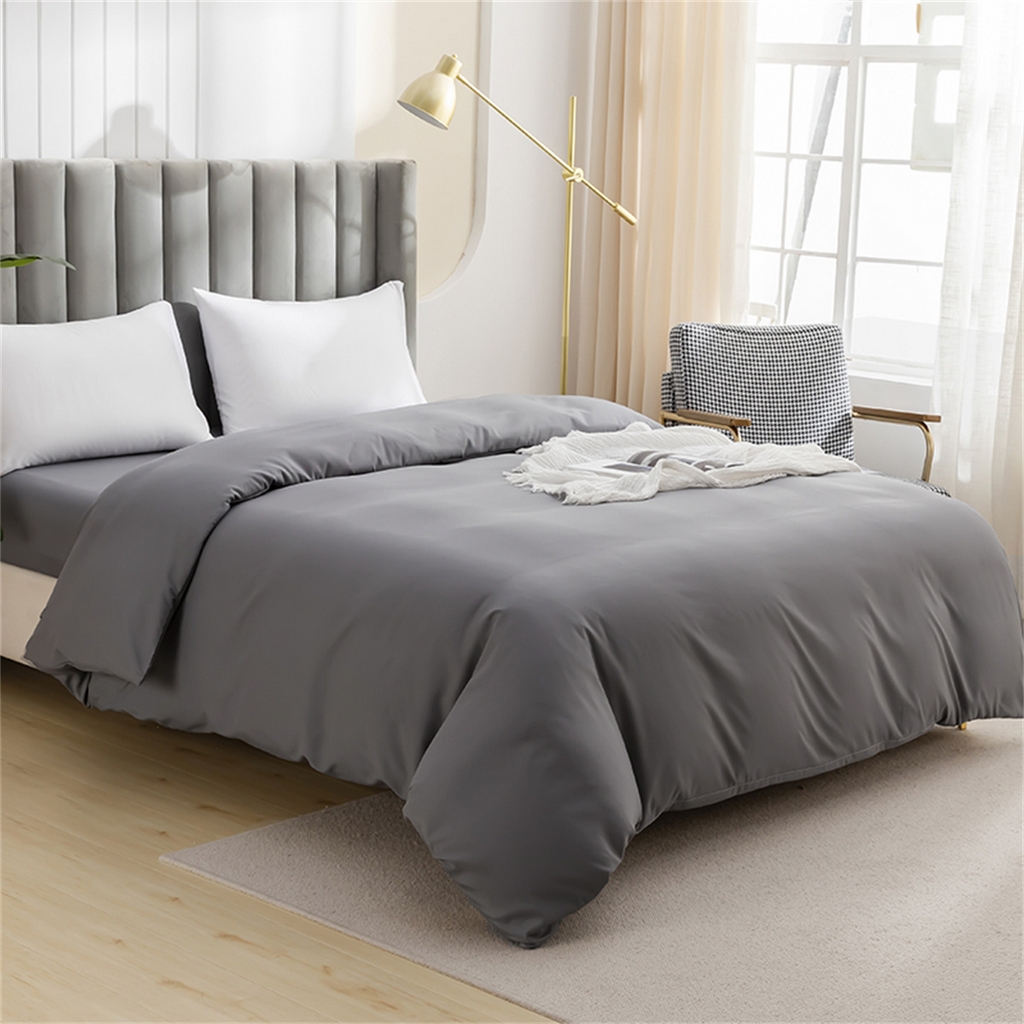 91家纺网 家纺一手货源 找家纺 2025款跨境外贸纯色磨毛单被套单品床上用品 外贸专供可定制 浅灰