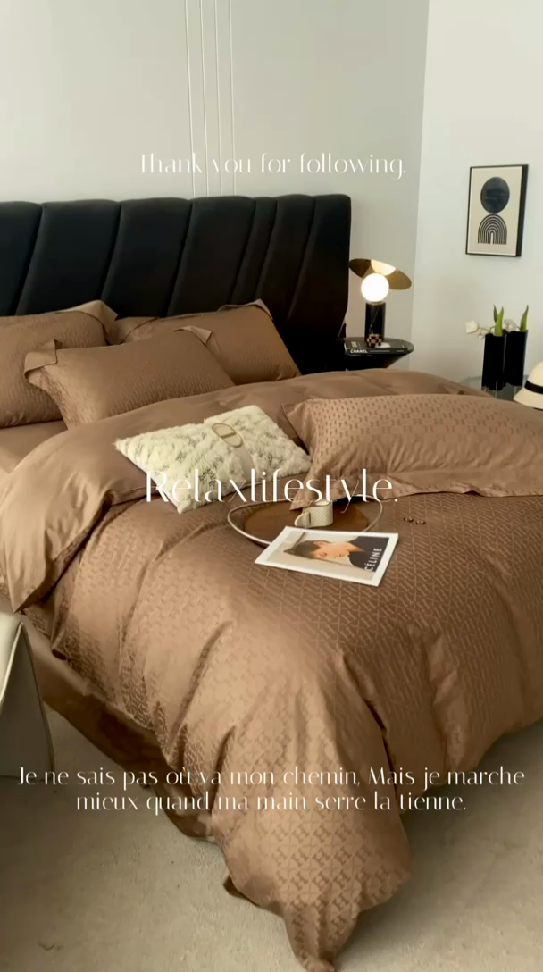 91家纺网 家纺一手货源 找家纺 恒尚居 2024新款100支长绒棉提花四件套 044枫林晚