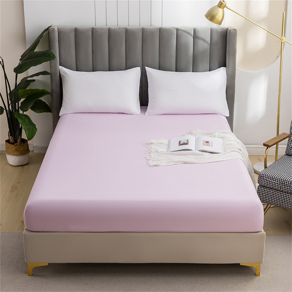 91家纺网 家纺一手货源 找家纺 2025款跨境外贸纯色磨毛单床笠单品床上用品 外贸专供可定制 浅粉