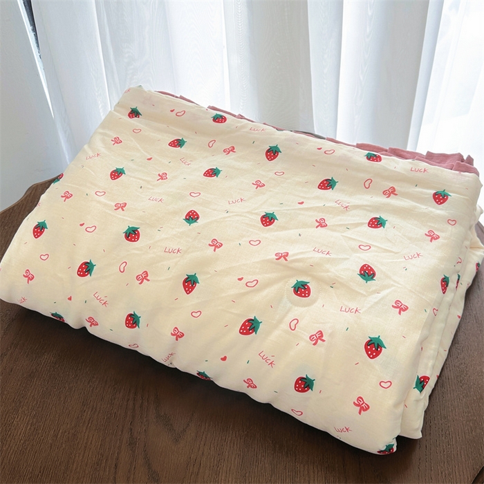 91家纺网 家纺一手货源 找家纺 （总）2025新款全棉A类双层纱小清新夏被