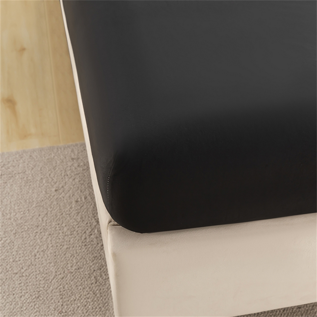 91家纺网 家纺一手货源 找家纺 2025款跨境外贸纯色磨毛单床笠单品床上用品 外贸专供可定制 黑色