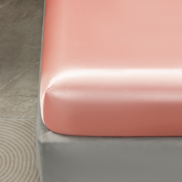 91家纺网 家纺一手货源 找家纺 2025款仿真丝色丁床笠+床单+枕套套装四件套床上用品跨境外贸纯色水洗真丝爆款 可定制 玉色