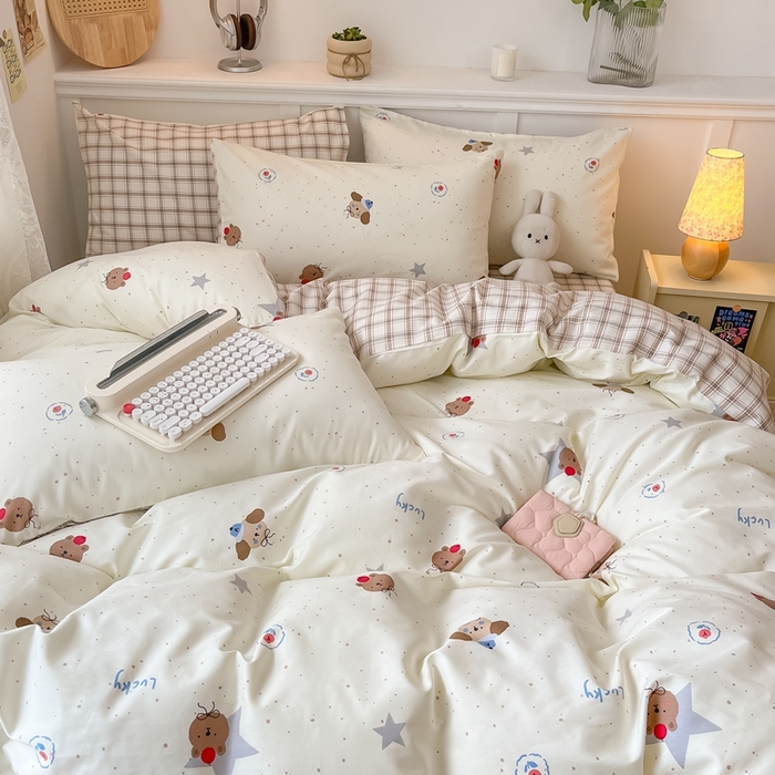 91家纺网 家纺一手货源 找家纺 曼之夏 2024新款全棉印花四件套 熊仔星球