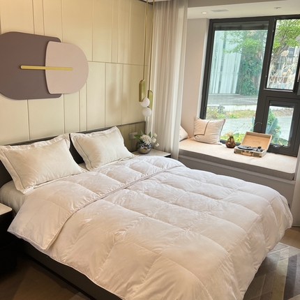 91家纺网 家纺一手货源 找家纺 御眠纺 全棉大提花立体双层羽绒被壳自充绒被壳厂家直销 双层大提花白色