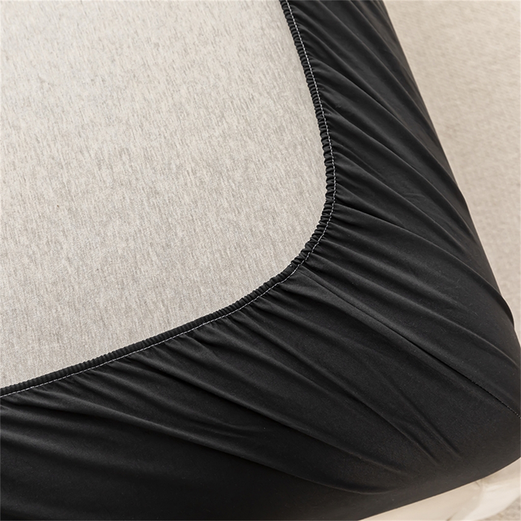 91家纺网 家纺一手货源 找家纺 2025款跨境外贸纯色磨毛床单床笠套装 三、四件套床上用品 外贸专供可定制 黑色