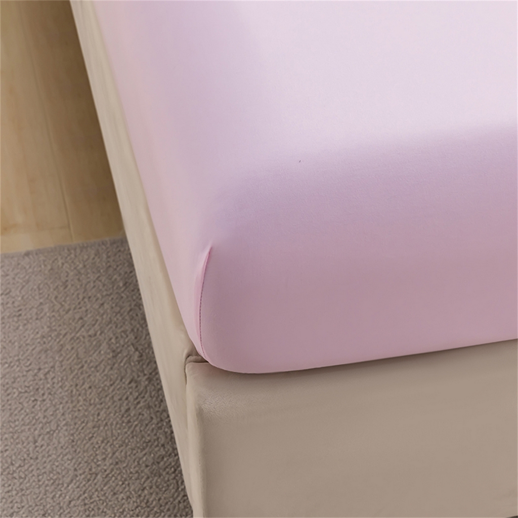 91家纺网 家纺一手货源 找家纺 2025款跨境外贸纯色磨毛单床笠单品床上用品 外贸专供可定制 浅粉