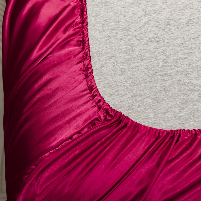 91家纺网 家纺一手货源 找家纺 2025款仿真丝色丁床笠+床单+枕套套装四件套床上用品跨境外贸纯色水洗真丝爆款 可定制 酒红