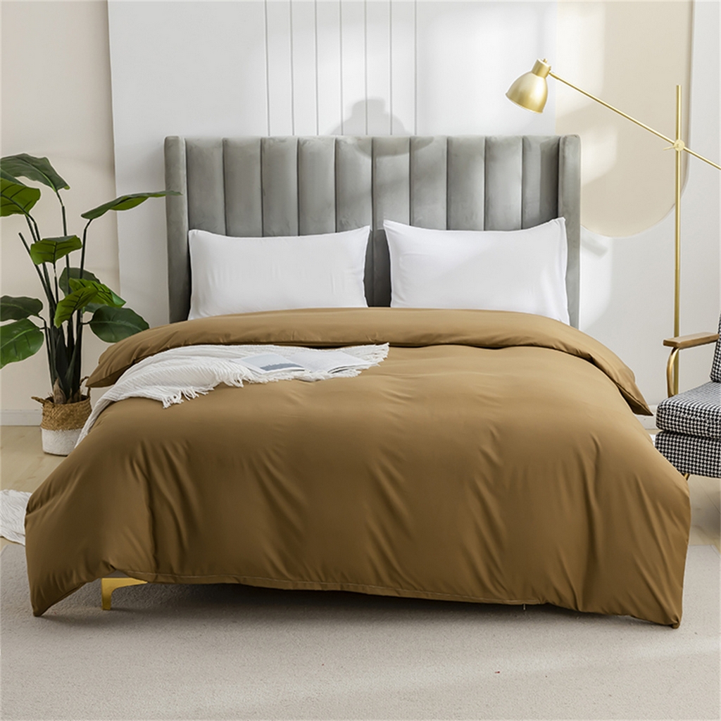 91家纺网 家纺一手货源 找家纺 2025款跨境外贸纯色磨毛单被套单品床上用品 外贸专供可定制 卡其