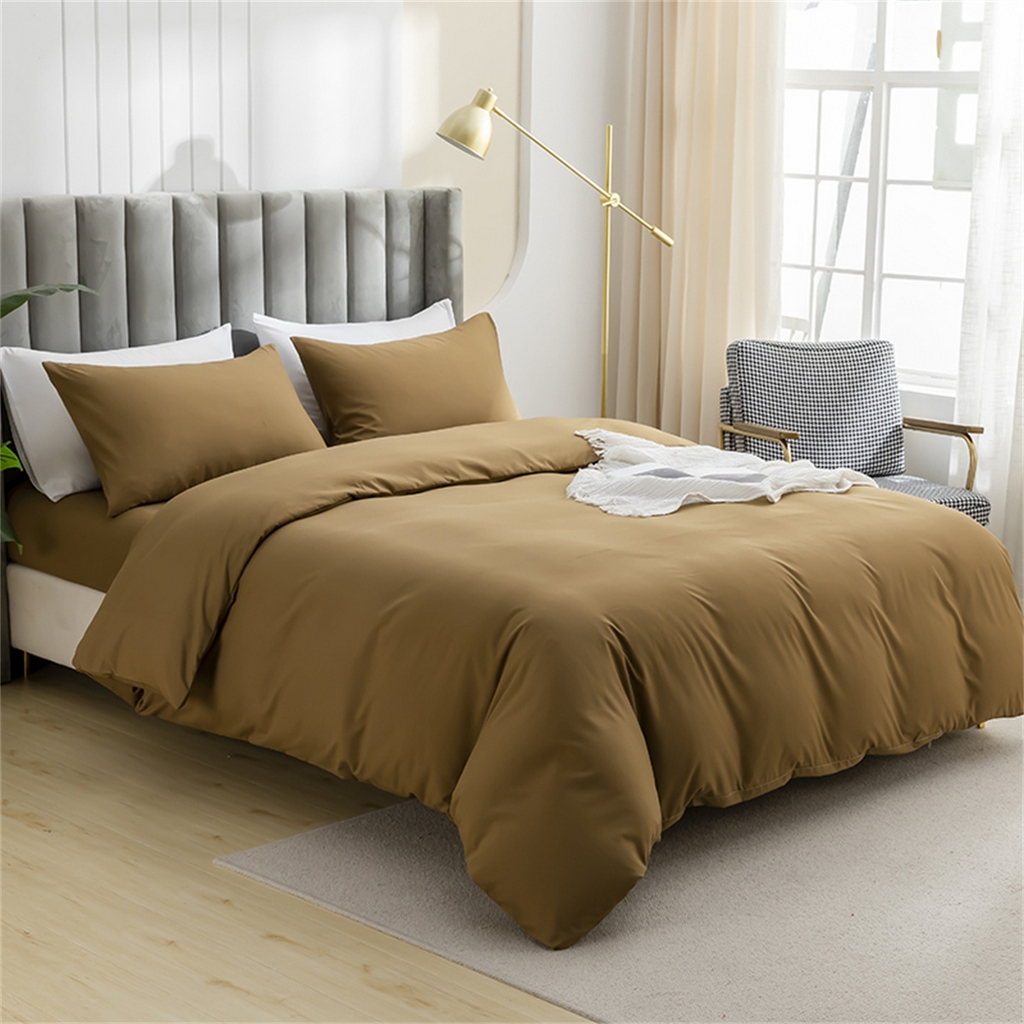 91家纺网 家纺一手货源 找家纺 （总）2025款跨境外贸纯色磨毛枕套被套套件三件套床上用品外贸专供可定制