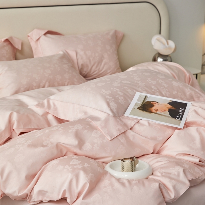 91家纺网 家纺一手货源 找家纺 恒尚居 2024新款100支长绒棉提花四件套 016恬静花开