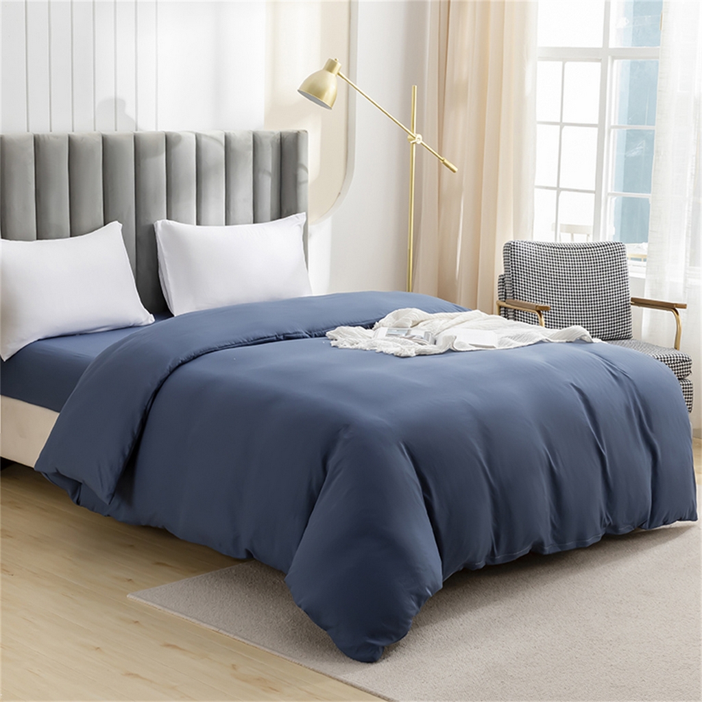 91家纺网 家纺一手货源 找家纺 2025款跨境外贸纯色磨毛单被套单品床上用品 外贸专供可定制 雾蓝