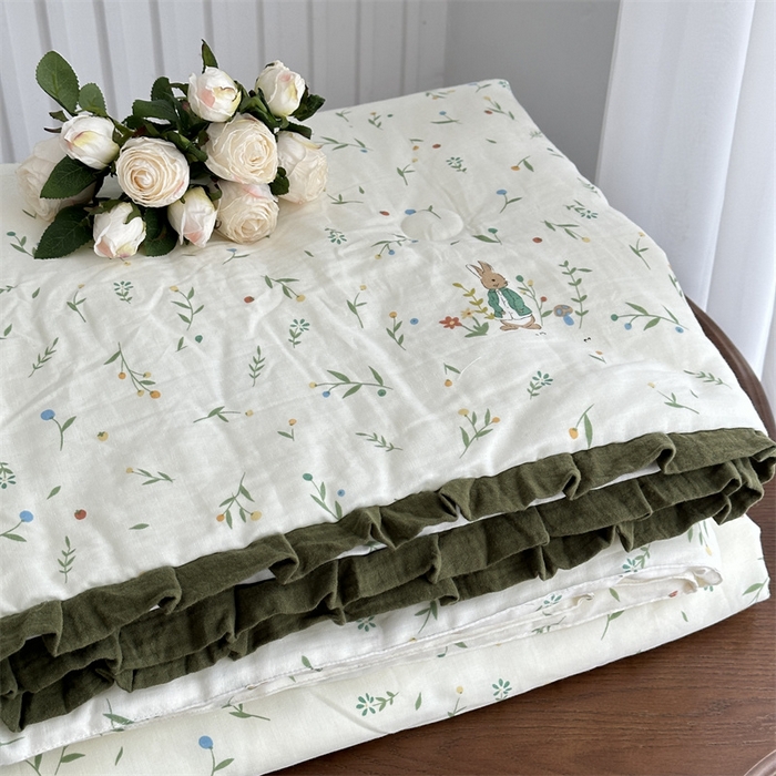 91家纺网 家纺一手货源 找家纺 （总）2025新款全棉A类双层纱小清新夏被