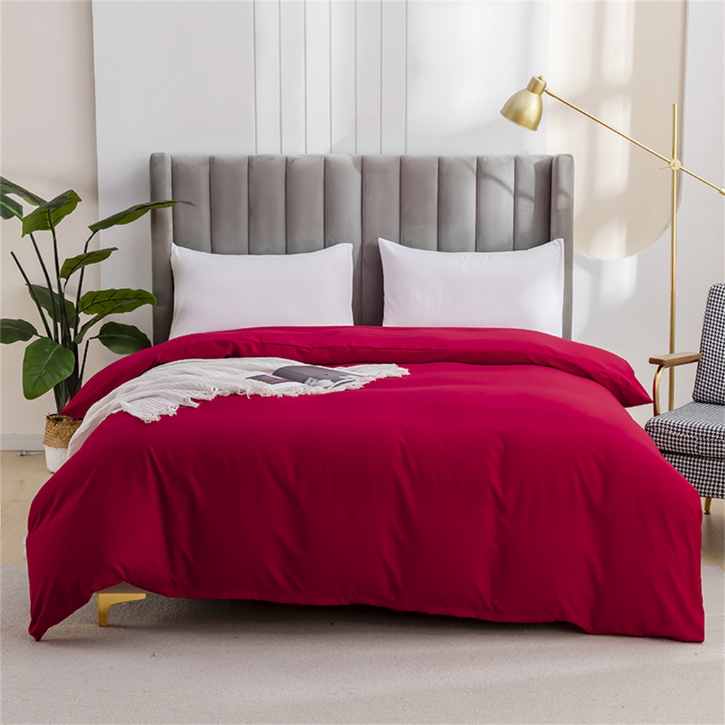 91家纺网 家纺一手货源 找家纺 2025款跨境外贸纯色磨毛单被套单品床上用品 外贸专供可定制 酒红