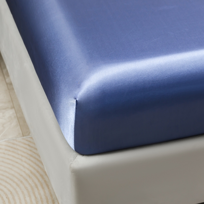 91家纺网 家纺一手货源 找家纺 2025款仿真丝色丁床笠+床单+枕套套装四件套床上用品跨境外贸纯色水洗真丝爆款 可定制 宝蓝