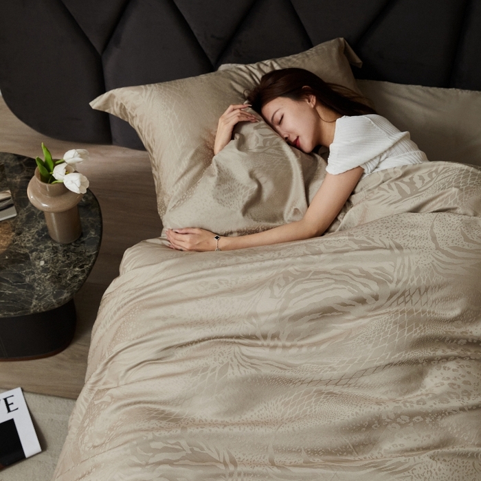 91家纺网 家纺一手货源 找家纺 恒尚居 2024新款100支长绒棉提花四件套 浮光