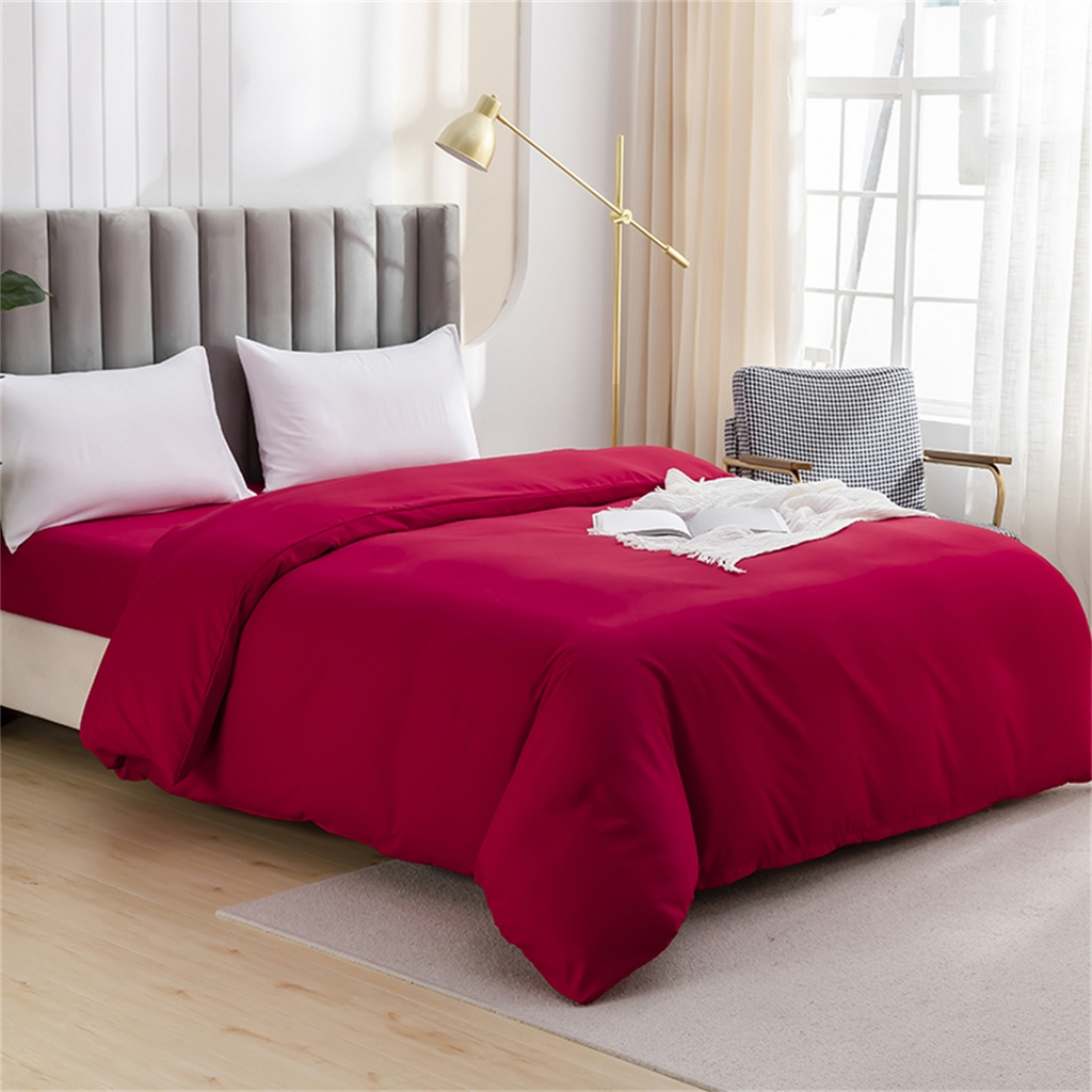 91家纺网 家纺一手货源 找家纺 2025款跨境外贸纯色磨毛单被套单品床上用品 外贸专供可定制 酒红